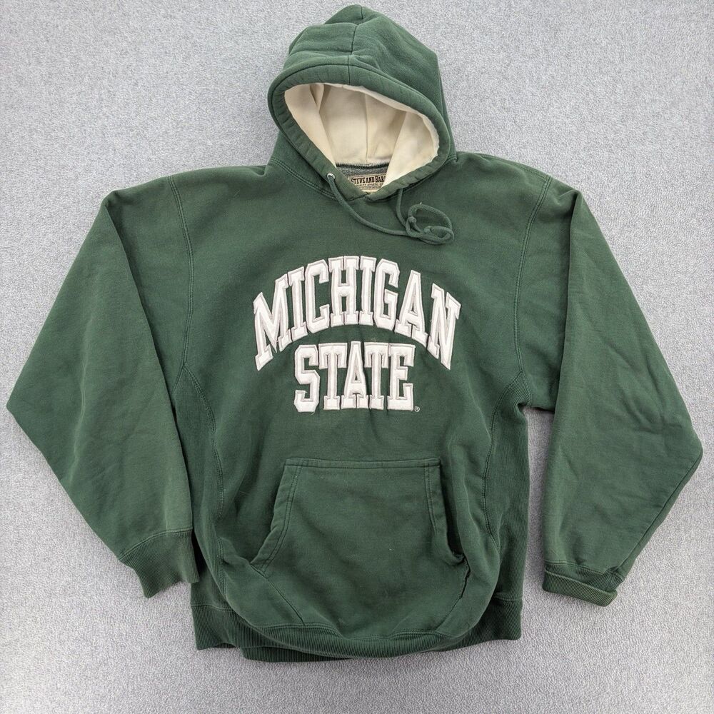 Vtg Steve & Barrys Mens Michigan State Sweatshirt Hoodie Green Size Medium